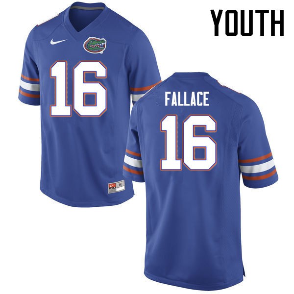 Florida Gators Youth #16 Brian Fallace College Football Jerseys Blue